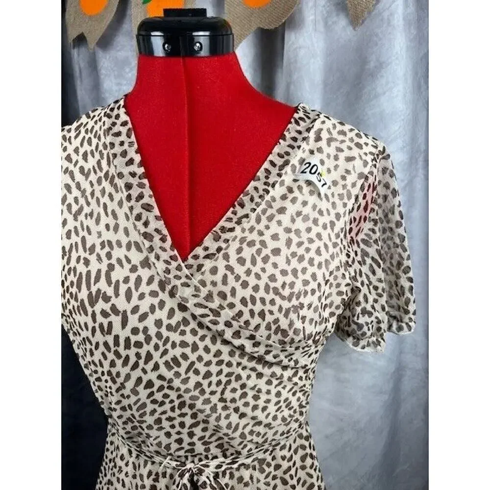 Kate And Lily Women’s Dress Size 6 Animal Print Midi Short Sleeve Pullover - Picture 4 of 7